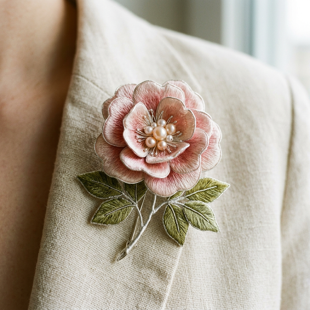 Blushing Rose Brooch