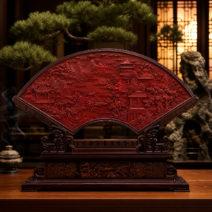Chengxiang Fan-shaped Carved Lacquer Large Screen
