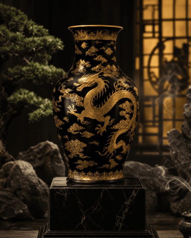 Cloud Dragon Gold-painted Collector's Grand Vase