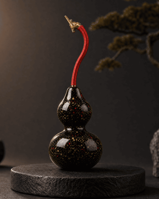 Four Seasons Ruyi Vermilion Gold-painted Lotus Plum Vase
