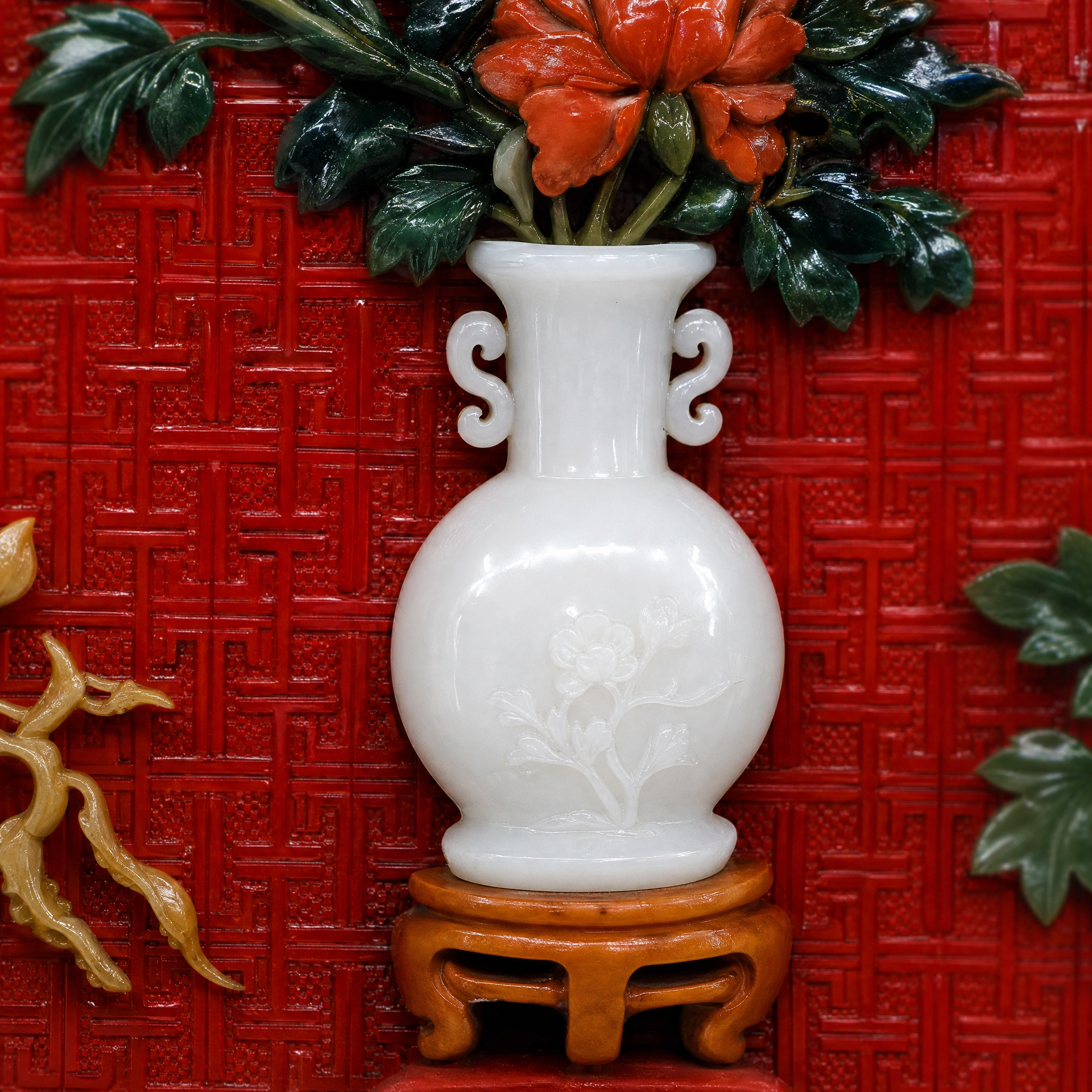 Chengxiang Fan-shaped Carved Lacquer Large Screen - Image 2