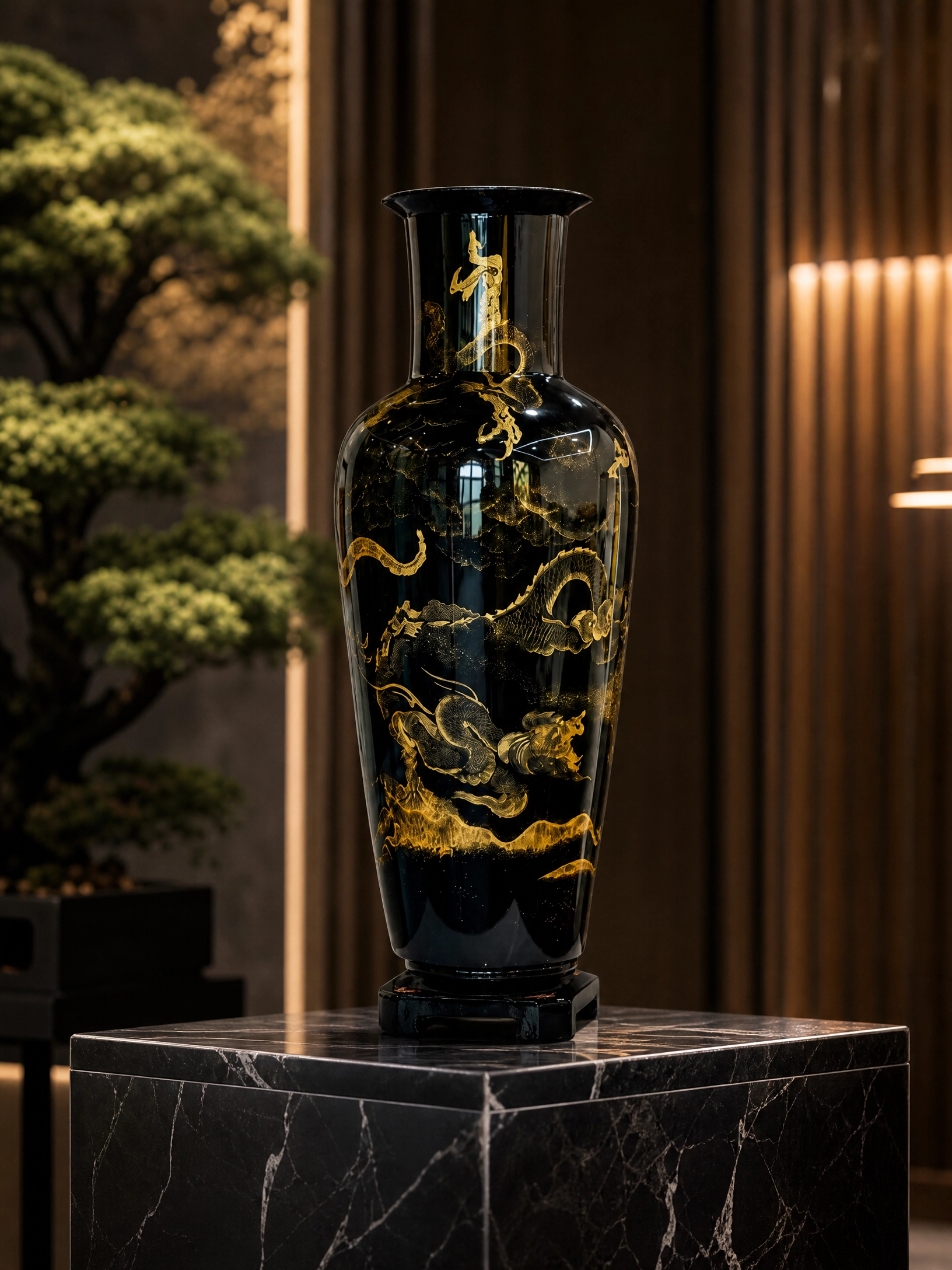 Cloud Dragon Gold-painted Collector's Grand Vase
