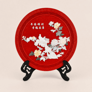 Peace & Prosperity Carved Lacquer Decorative Plate