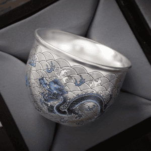 Double Dragon with Pearl Gilded Silver Cup