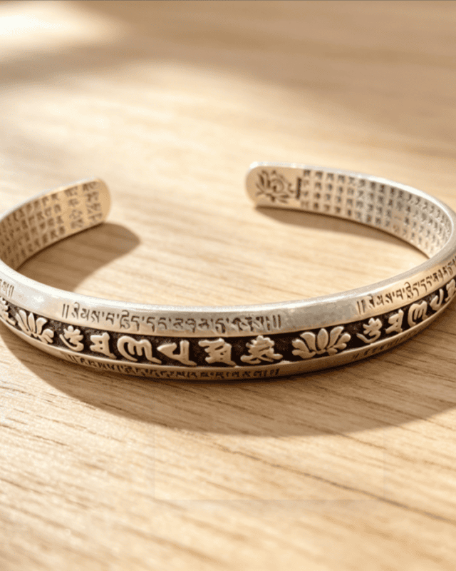 Antique Sanskrit Silver Bracelet