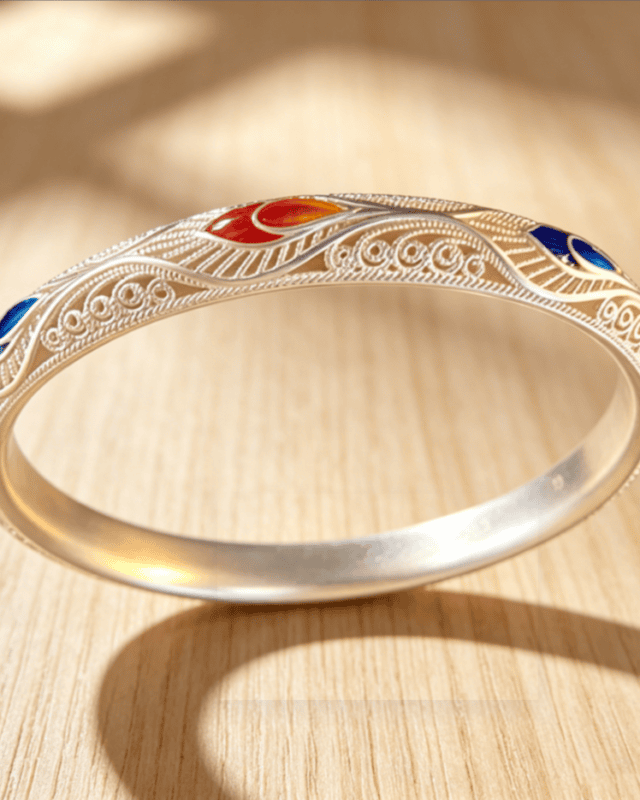 Filigree Cloisonné Silver Bracelet