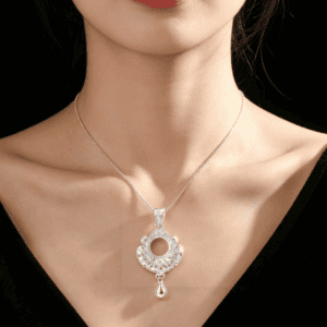 Lotus Water-drop Silver Pendant