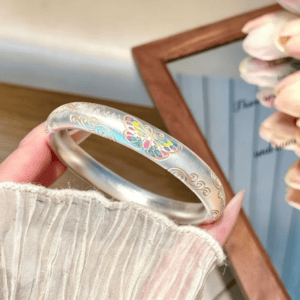 Cloisonné Butterfly Silver Bracelet