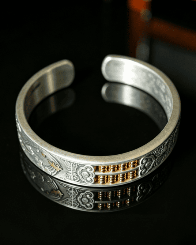 Gold Bead Abacus Vintage Silver Bracelet