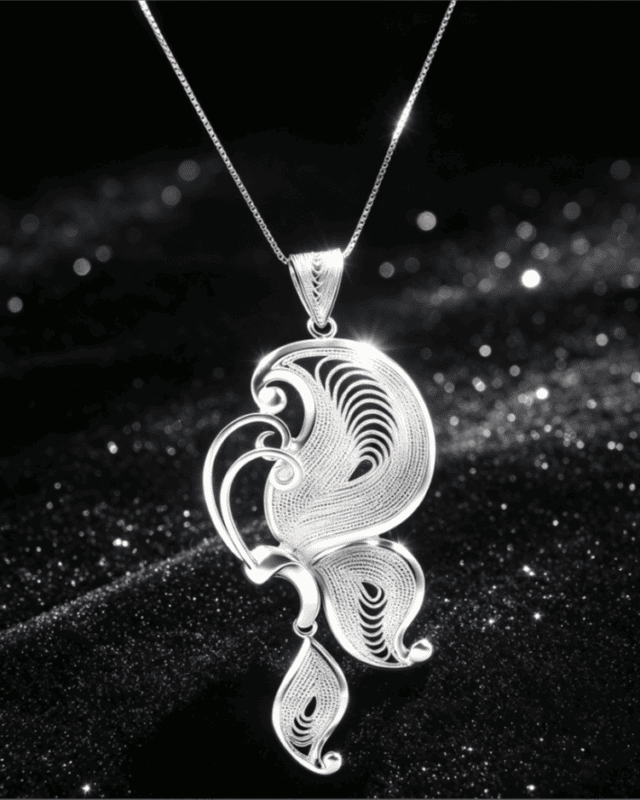 Filigree Butterfly Silver Pendant