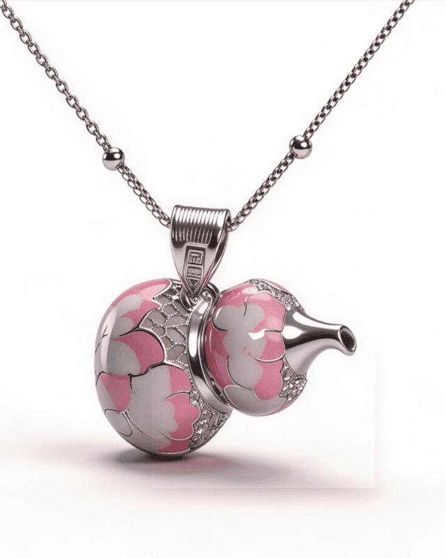 Cloisonné Gourd Silver Necklace