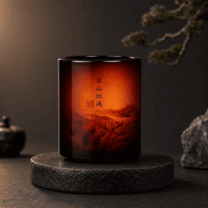 Cylindrical Red Mountain Flow-color Brush Pot
