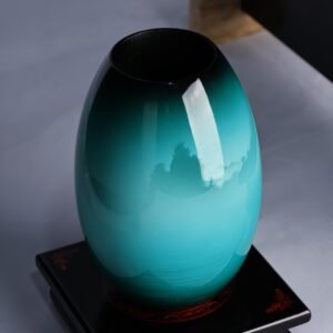 Three Gorges Oval Lacquer Brush Pot (Green)