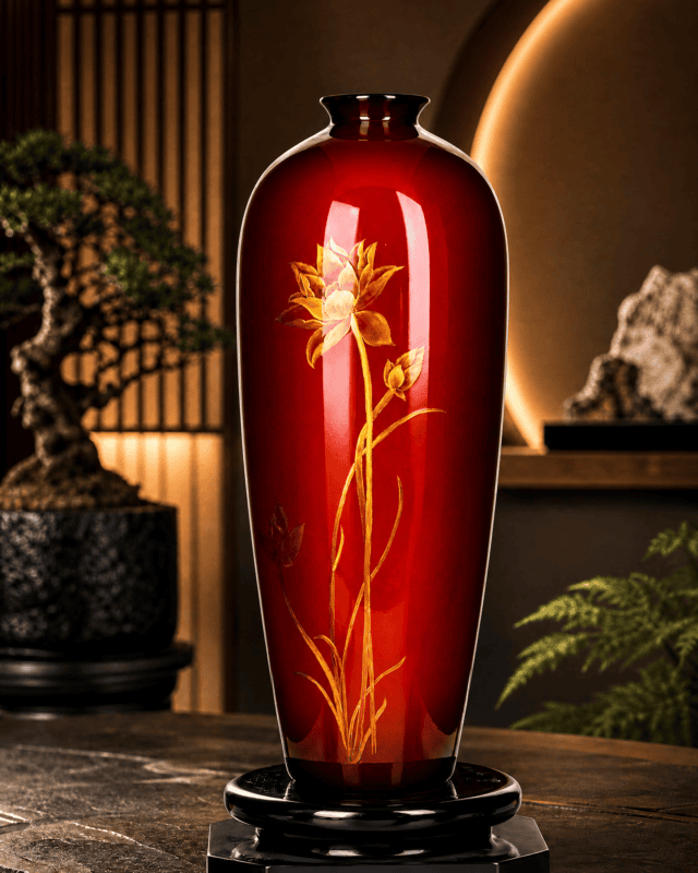 Lotus Beauty Lacquer Vase