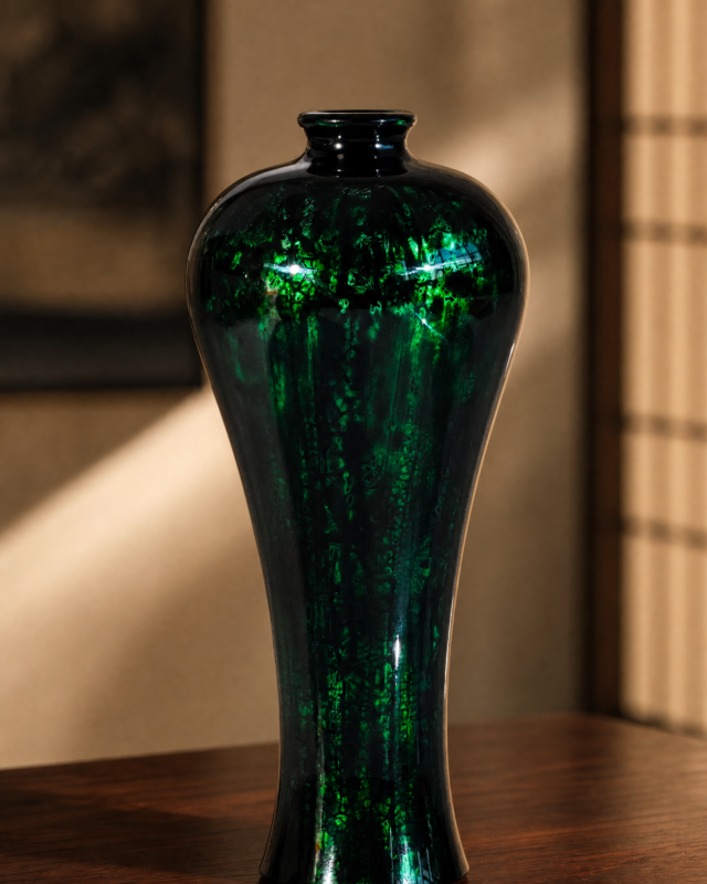 Small Green Sand Lacquer Vase