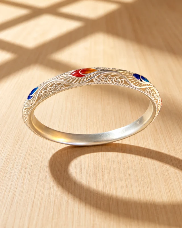 Filigree Cloisonné Silver Bracelet