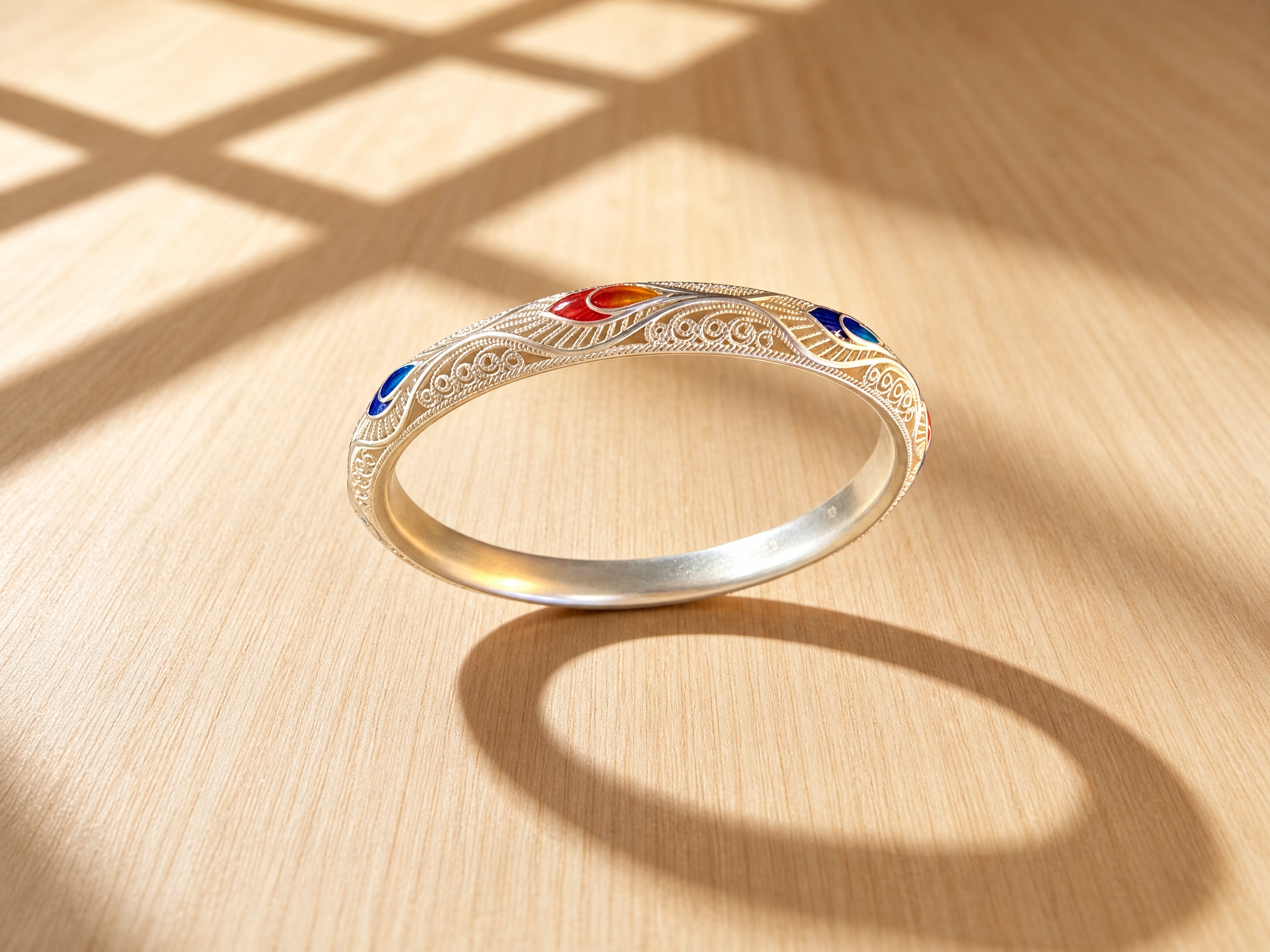 Filigree Cloisonné Silver Bracelet