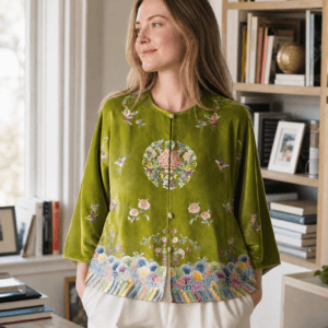 Qunfang Nafu Su Embroidery Top (Green)