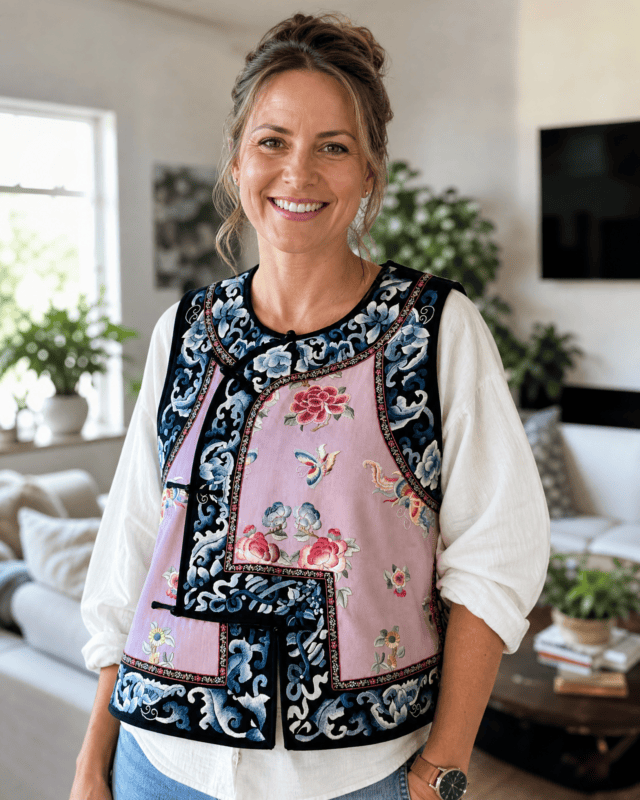Reissue Purple Floral Su Embroidery Vest