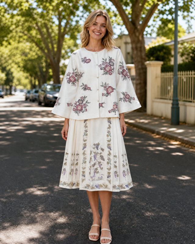 Yuming Camellia Top & Manying Langan Skirt Set