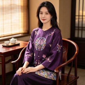 Qunfang Nafu Su Embroidery Top (Purple)